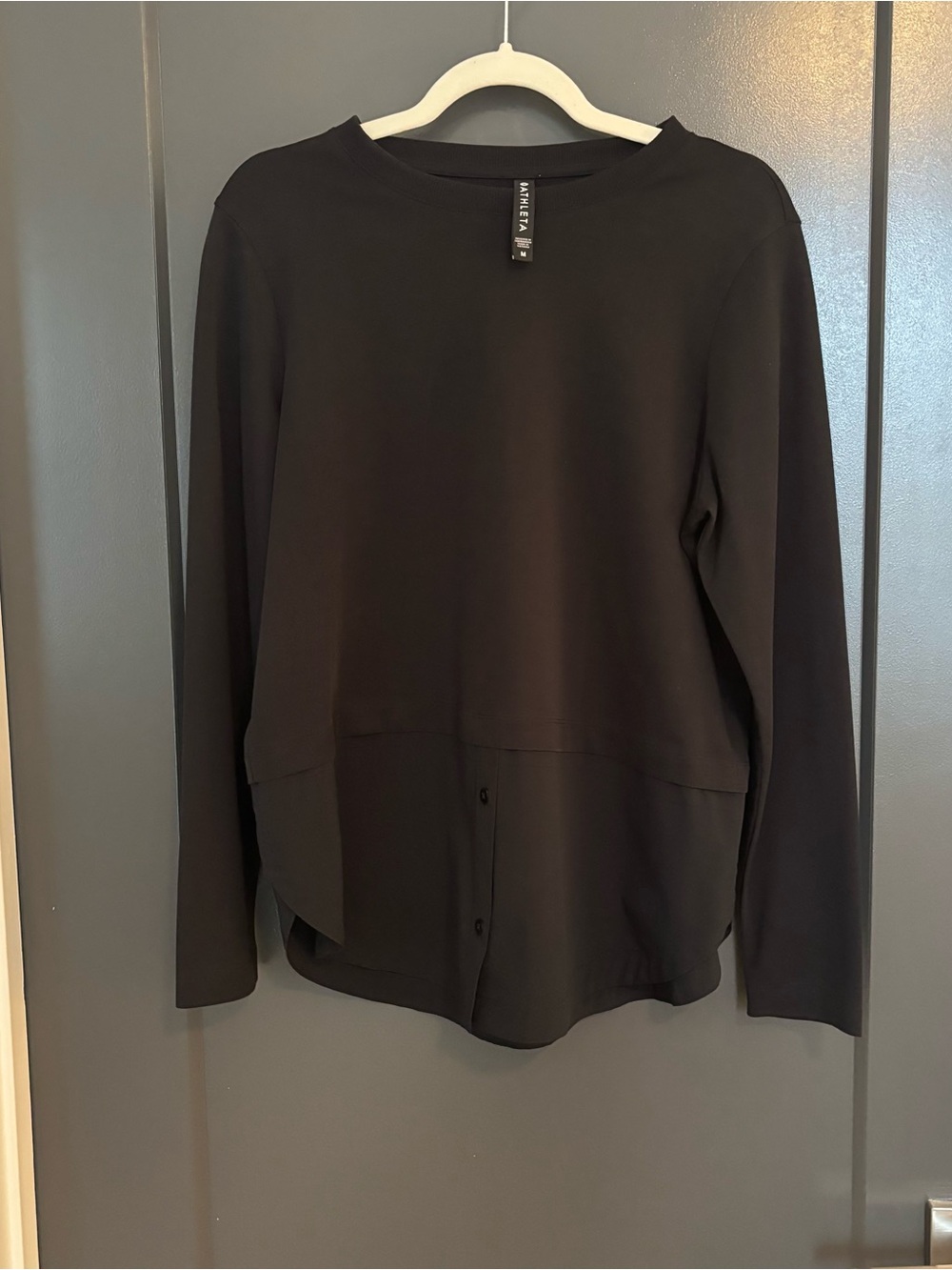Athleta Black Layered Crew Neck Sweatshirt Top M
